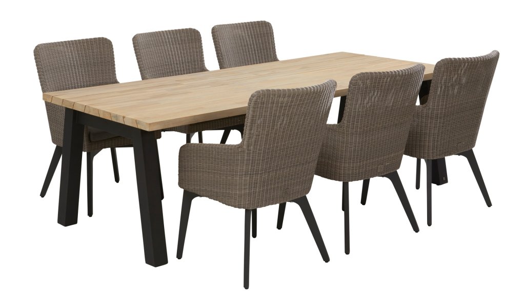 4 Seasons Outdoor Luxor dining set Pebble 