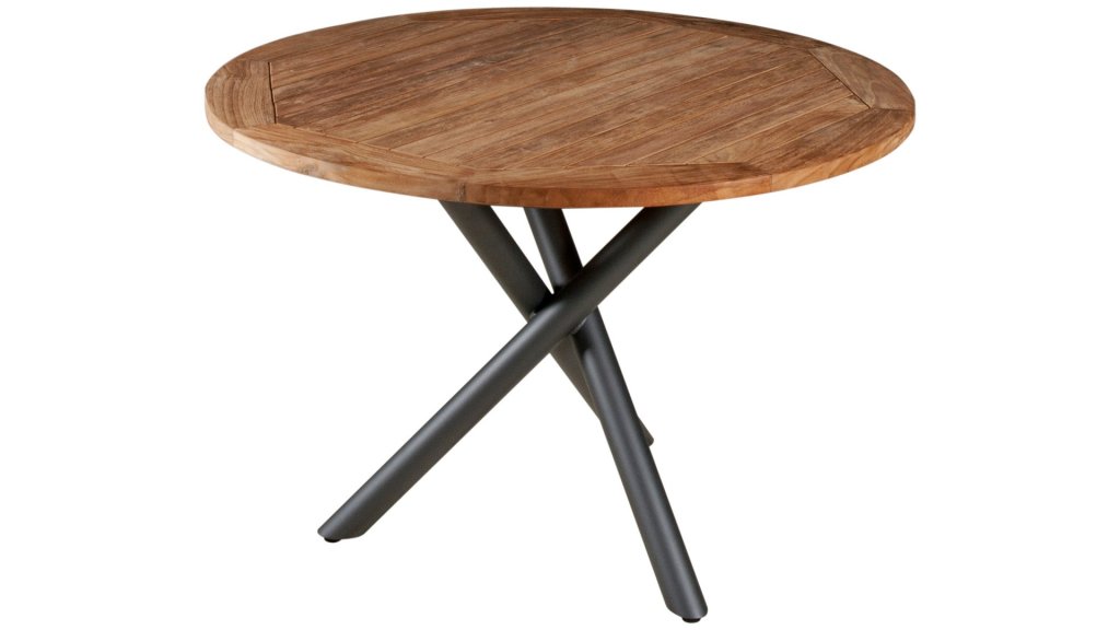 zebra mikado diningtafel alu graphite teakhout