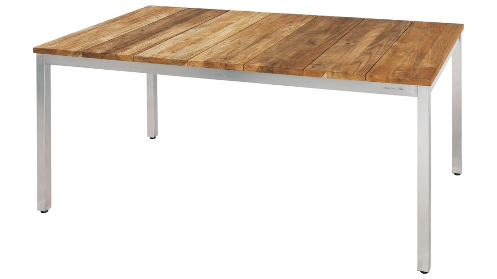 zebra naxos table stainless steel teak 160cm