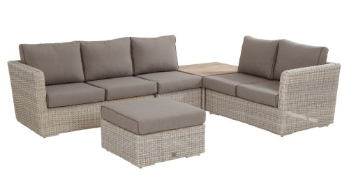 4 seasons outdoor elite loungeset with coffee table hocker and centre part