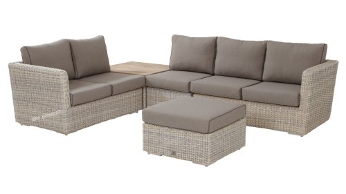 4 seasons outdoor elite loungeset with coffee table hocker and centre part